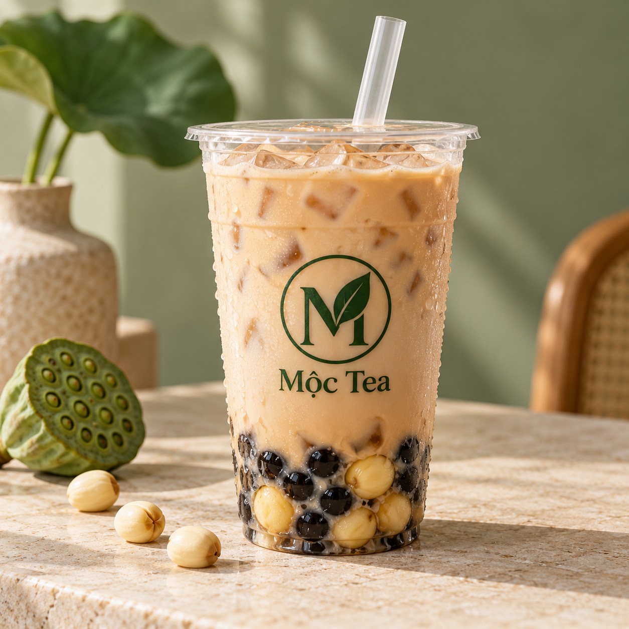 Ảnh minh họa AI: Trà sữa sen vàng